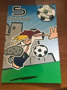 Football Crazy 5th Birthday Card & Badge - NEW - Picture 1 of 1