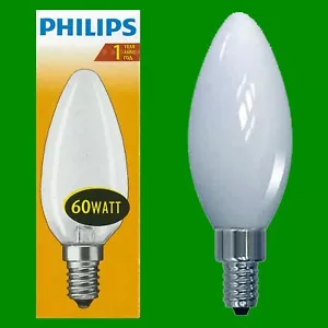 6x 60W Philips Frosted Candle Incandescent Filament Dimmable Light Bulb SES E14 - Picture 1 of 1