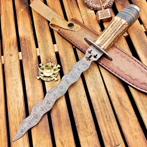 Handmade DAMASCUS STEEL KRIS BLADE Dagger, W/SHEATH TN-6873 - Picture 1 of 10