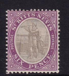 ST KITTS-NEVIS EDVII SG6, 6d grey-black & bright purple, Mounted MINT. Cat £10. - Picture 1 of 2