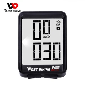 WEST BIKING Wireless Bicycle Computer Waterproof LCD Bike Odo Speedometer Black - Picture 1 of 18