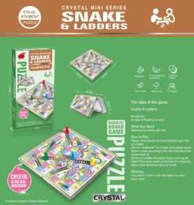 Magnetic Foldable Crystal Chessboard with Snakes & Ladders Game - Portable Toy - Picture 1 of 5