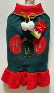 Dog Costume Girl Christmas Parade Sweater Dress Medium Sz. Green Red + Gold NWT - Picture 1 of 3