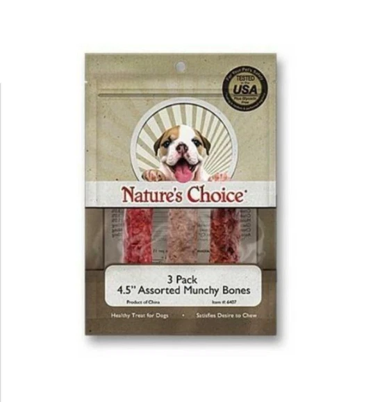 Lote de 2 Loving Pets Nature's Choice sortidos Munchy Bones 4,5 polegadas 3 quilates 2 pacotes - Imagem 1 de 1