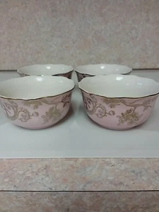 Set of 4 Pink Gold Adelaide 6" Soup / Salad Bowls, 222 Fifth, NEW