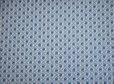 30s Reproduction Fabric By The Half-Yard Blue Floral on Ivory Premium Cotton - Image 1 of 2