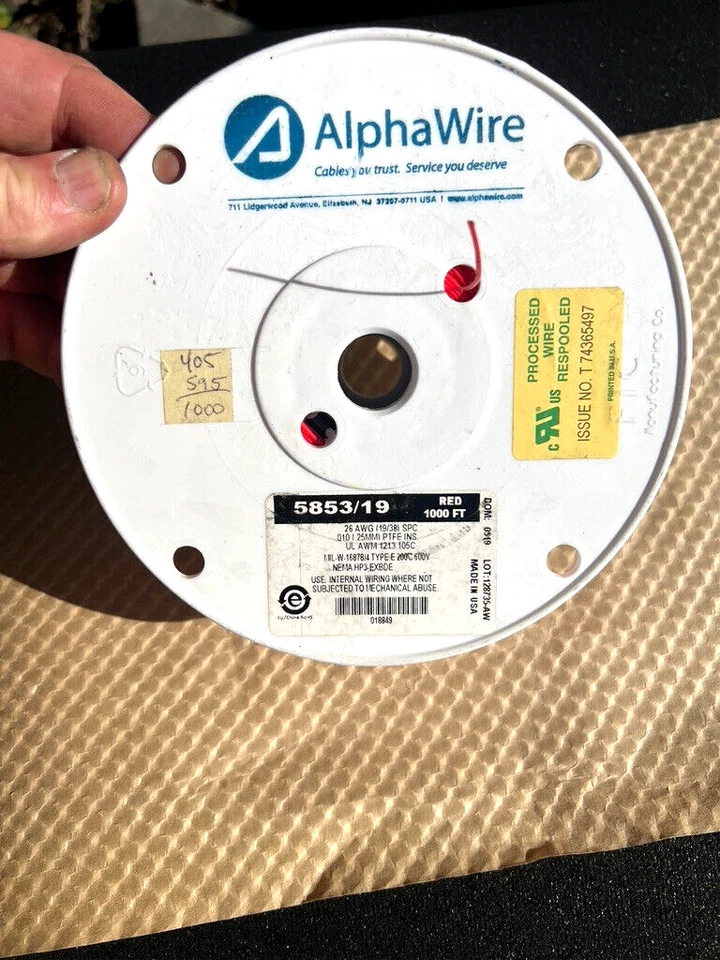 Alpha Wire 5853 / 19 RD001 CUERDA DE CONEXIÓN 26AWG ROJO 1000' Rollo 600V * NUEVO Foto 1 de 4