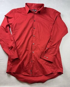 J.Ferrar Shirt Men’s Large 16-16 1/2 34-35 Red Slim Fit Stretch - Picture 1 of 8