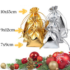 Red Christmas Drawstring Bag Jewellery Gold Blue Burgandy Gift Money Party Bags