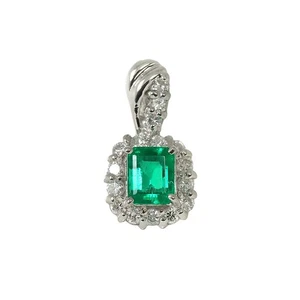 Emerald 0.16ct Diamond 0.31ct Pendant Top Pt Platinum 90287093 - Picture 1 of 6
