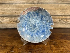 Posacenere MCM anni 60 rame smaltato dipinto 5 3/4" vortice blu - Foto 1 di 4
