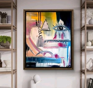 CORBELLIC PYRAMID EYE 16X20 LARGE ABSTRACT CANVAS FINE ART INTERIOR LIVING ROOM - Picture 1 of 12