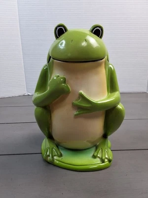 Vintage Resin Frog Toilet Bowl Brush Holder Cute Storage Green Covers Brush View - Image 1 of 4