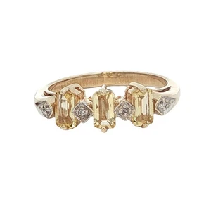 9ct Yellow Gold Diamond and Citrine Ring - Picture 1 of 6