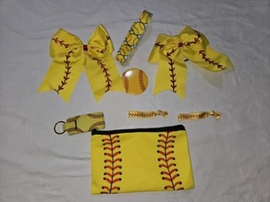 Kosmetiktasche Canvas Reißverschlusstasche Softball Haargummi Knopfband - Bild 1 von 5