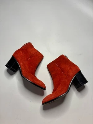 BOTINES RAG&BONE ROJO GAMUZA SAUCE TACHONADO TRASERO CREMALLERA BLOQUE TACÓN UE 37 US 7 Foto 1 de 4