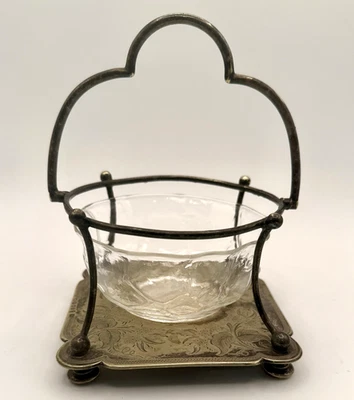 Cuenco y cesta de vidrio Mark Willis & Son en Sheffield, Inglaterra marcado M W & S EP A1 Foto 1 de 4