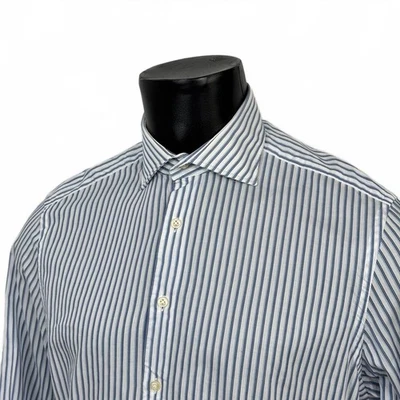 Hackett Mayfair Slim Fit Triple Stripe Blue White Long Sleeve Shirt 16cm XL - Image 1 of 4
