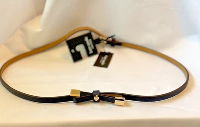Cinto de couro magro Kate Spade azul dourado M novo com etiquetas cintura cinch - Imagem 1 de 4