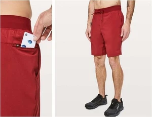 Lululemon T.H.E. Linerless Shorts Mens L 36X9 Running Gym Caliente Deep Red Nice - Picture 1 of 10