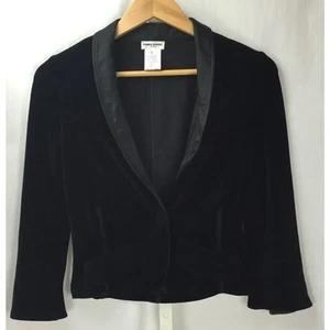 SONIA RYKIEL Paris Womens Black Velvet 1 Btn Casual Stretch Blazer Jacket Sz S - Picture 1 of 4