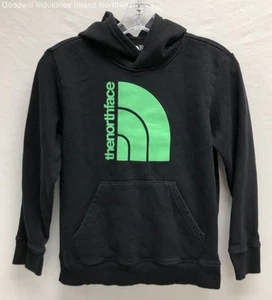 Boy's The North Face Black & Green Logo Design Pullover Hoodie Size Large - Picture 1 of 6