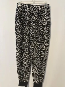 Rebecca Taylor Damen Seide Zebramuster Reißverschluss Jogginghose schwarz weiß Größe 2 - Bild 1 von 5
