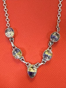Sterling 925 Mystic Topas Halskette 17" abgerundet Träne facettierter Stein Regenbogen - Bild 1 von 8