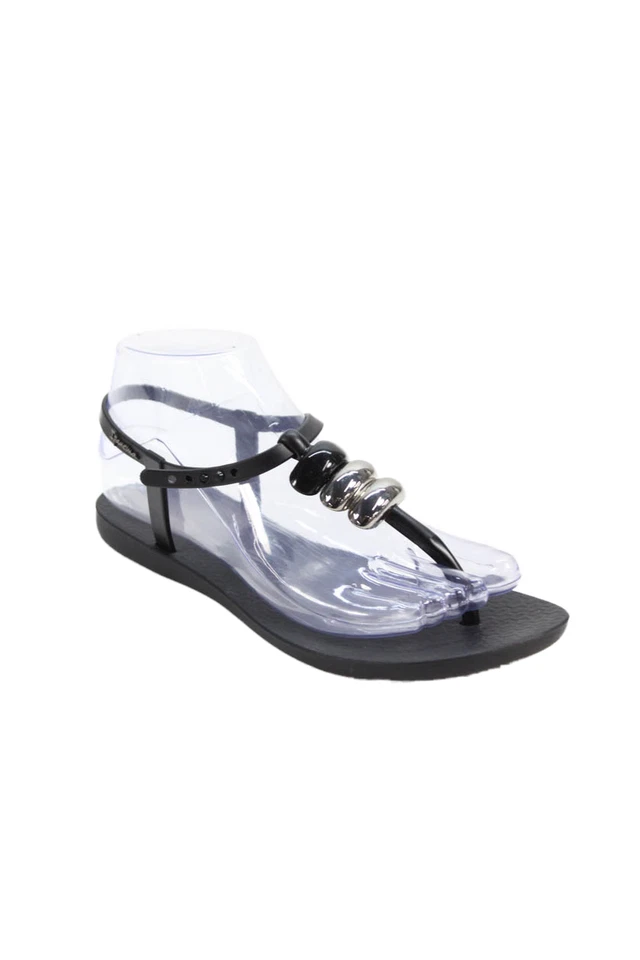 Женские серебристые стринги сандалии-слинги Ipanema черные размер 7 - Изображение 1 из 4