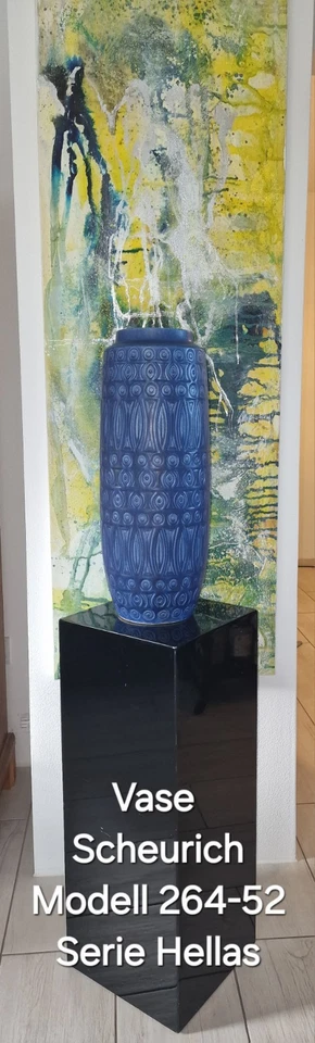 VASE VON SCHEURICH MODELL 264-52 SERIE HELLAS 60er Jahre Vintage BLAU MATT - Bild 1 von 4