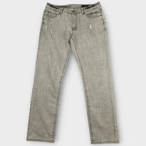 WXYZ Jeans Herren 34x30 Grau Waschung Nomad Slim Fit Distressed Stretch Moto Grunge - Bild 1 von 13