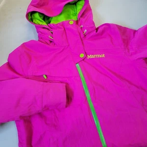 Marmot Membrain Womens M Pink Green Ski Jacket Hooded Active Outdoor Coat Winter - Picture 1 of 10