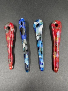 4er Set Primitive Mundgeblasene Kunst Glas Eiszapfen Form Weihnachtsschmuck 4-5" - Bild 1 von 8