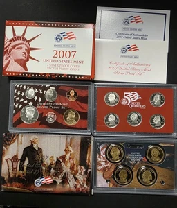 US Mint 2007 Silver Proof Set With Box and COA Uncirculated 10 Coin Set - Picture 1 of 8