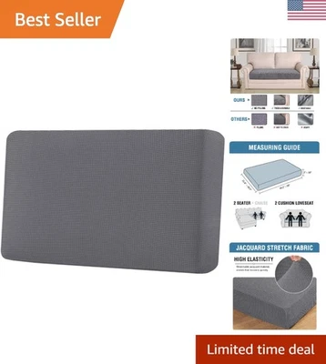 Funda de cojín gris elástica superior para Loveseat - Tela jacquard ecológica Foto 1 de 4