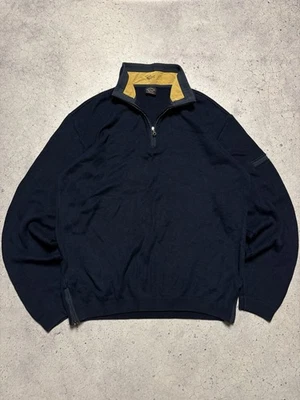 Suéter Paul & Shark Yachting 1/4 Cremallera Azul Marino 100% Algodón Hecho en Italia Talla L Foto 1 de 4