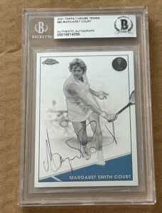 MARGARET COURT SIGNED 2021 TOPPS CHROME TENNIS BECKETT BAS TENNIS - Picture 1 of 2