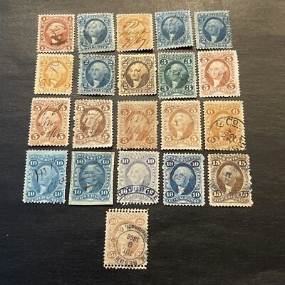 US Revenue Stamps Scott r3,5,6,7,9,10,13,15,18,23-27,30,33,34,34ce,36,39,42-used - Image 1 of 2