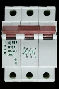 MOELLER 10 AMP TYP G M6 DREIPOLIGER MCB SCHUTZSCHALTER FAZ G10A-3 - Bild 1 von 7
