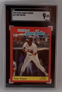 Tony Gwynn 1989 Fleer League Leaders #19 Padres MLB Baseball SGC 9 MINT - Picture 1 of 2
