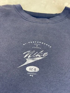 Vintage NIKE 90s Crewneck Sweatshirt Pullover Faded Womens XL Navy Cotton Y2K - Picture 1 of 12