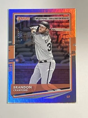 2020 Donruss #189 Brandon Crawford Milestone Stat Line    SN500 - Image 1 of 2