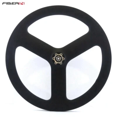 20 Inch 3 Spokes Carbon Wheelset Road Track and Fixed Gear Clincher Bike Wheels - Image 1 of 4