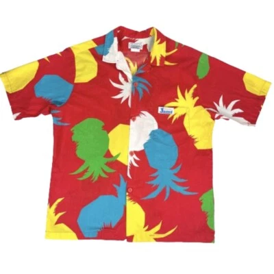 Vintage 80s JAMS World Medium Surfline Upside Down Pineapple 90s Hawaiian Shirt - Image 1 of 4