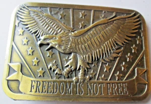 DECORATIVO BRONCE PATRIÓTICO "LA LIBERTAD NO ES LIBRE" HEBILLA DE CINTURÓN PARA HOMBRE, USADO - Imagen 1 de 2