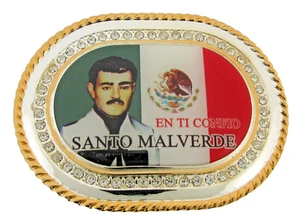 Jesus Malverde Gürtelschnalle Gold Metall Neu Herren Damen Narco-Saint Sinaloa Mexiko - Bild 1 von 6
