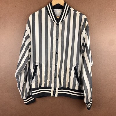VTG 70s Faded Distressed Striped Referee Satin Bomber Jacket XL USA  - Image 1 of 4