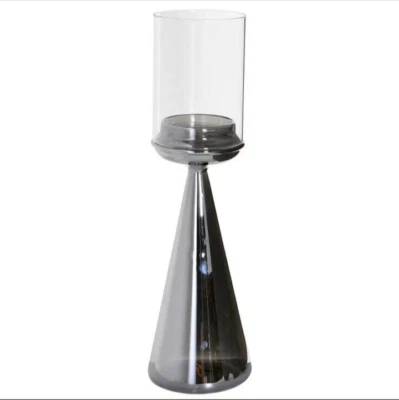 Hurricane Candle Holder 45cm Tall Silver Tone Stem For Pillar Church Candle - Image 1 of 4