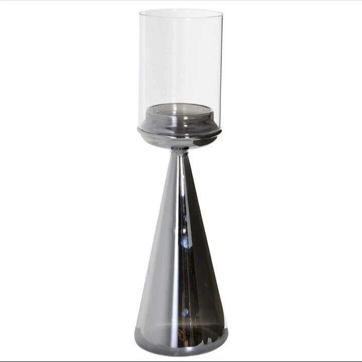 Hurricane Candle Holder 45cm Tall Silver Tone Stem For Pillar Church Candle - Image 1 of 4