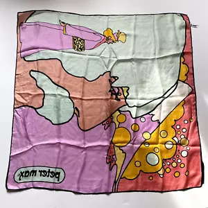 Bufanda vintage Peter Max años 70 bufanda de seda 26" x 26" - Imagen 1 de 21